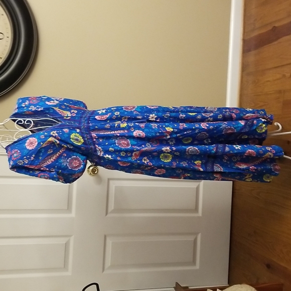 Boho women's blue patterned dress - Picture 3 of 10